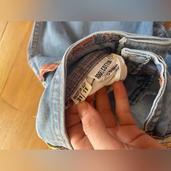 70s Vintage Faded Glory Light Wash Bell Bottoms w. Plaid Detailing - Picture 10 of 15